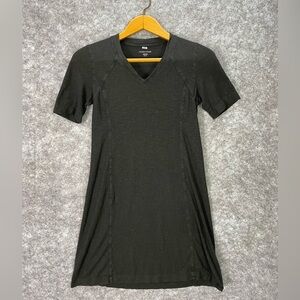 Eileen Fisher Women’s Shirt Dress Extra Small XS Black V Neck Organic Cotton